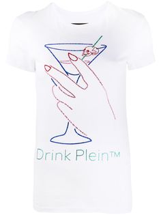 Philipp Plein футболка Neon Drink со стразами