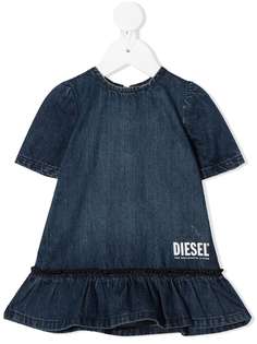 Diesel Kids джинсовое платье мини с оборками