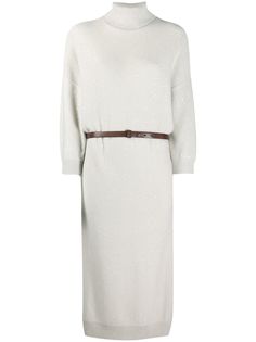 Brunello Cucinelli платье с высоким воротником и поясом