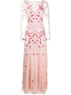 Temperley London длинное платье Pardus с цветочной вышивкой