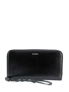 Jil Sander кошелек с круговой молнией и плетеным ремешком