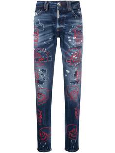 Philipp Plein джинсы с прорезями и принтом