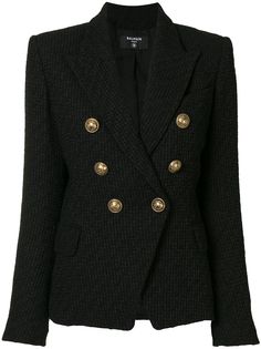 Balmain двубортный твидовый блейзер