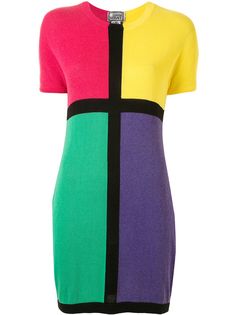 Versace Pre-Owned трикотажное платье в стиле колор-блок