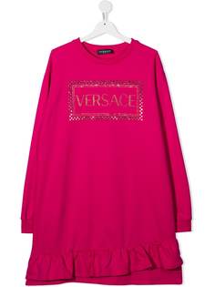 Young Versace платье-толстовка с логотипом из кристаллов