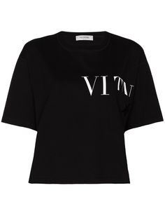 Valentino укороченная футболка с логотипом VLTN