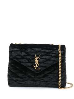 Saint Laurent бархатная стеганая сумка на плечо
