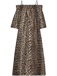 GANNI жаккардовое платье Crispy с леопардовым принтом
