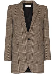 Saint Laurent твидовый блейзер в клетку Prince of Wales