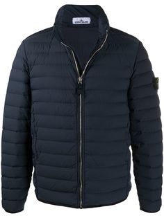 Stone Island padded feather down jacket with logo patch at sleeve
