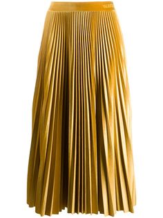 Valentino плиссированная бархатная юбка миди