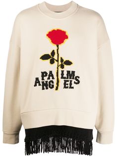 Palm Angels толстовка с бахромой и вышитым логотипом
