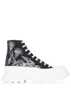 Alexander McQueen ботинки Tread Slick с цветочной вышивкой