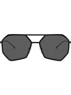 Prada Eyewear солнцезащитные очки в семиугольной оправе с тисненым логотипом