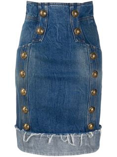 Balmain облегающая джинсовая юбка