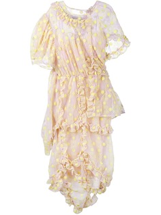 Simone Rocha платье с цветочной вышивкой и рюшами