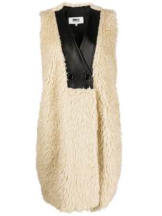 MM6 Maison Margiela фактурное пальто без рукавов