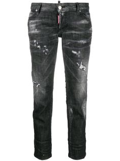 Dsquared2 укороченные джинсы с эффектом потертости