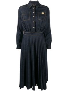 Elisabetta Franchi джинсовое платье с плиссированными вставками