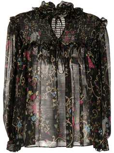 Etro блузка с цветочной вышивкой