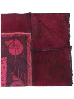 Avant Toi шарф с принтом и бахромой