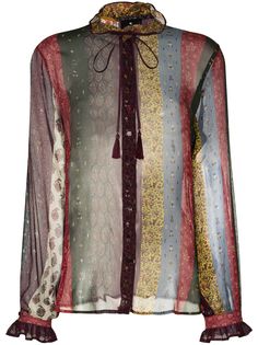 Etro блузка с бантом и вставками