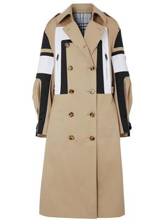 Burberry двубортный тренч со вставками