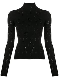 Saint Laurent топ с высоким воротником и разрезами