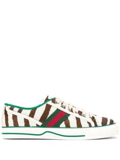 Gucci кеды на шнуровке с зебровым принтом