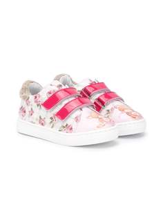 Monnalisa кеды на липучках с цветочным принтом