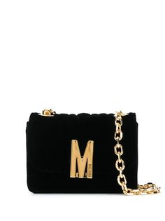 Moschino стеганая сумка с монограммой