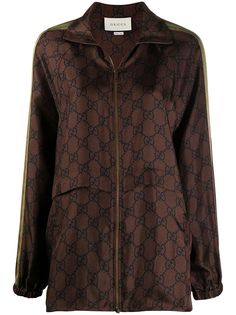 Gucci куртка на молнии с узором GG и отделкой Web