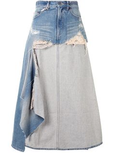 Maison Mihara Yasuhiro многослойная юбка с эффектом потертости