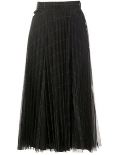 Brunello Cucinelli плиссированная юбка миди в клетку Windowpane