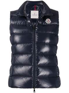 Moncler дутый жилет с нашивкой-логотипом