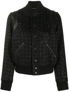 Saint Laurent куртка-бомбер с пайетками