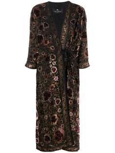 Etro пальто с цветочным принтом и кисточками