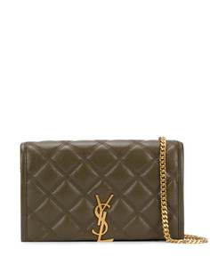 Saint Laurent стеганый клатч Becky на цепочке