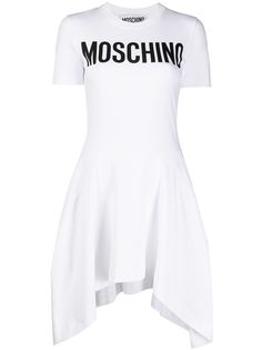Moschino плиссированное платье с логотипом
