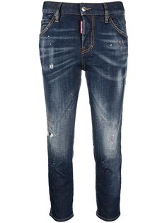 Dsquared2 укороченные джинсы с эффектом потертости