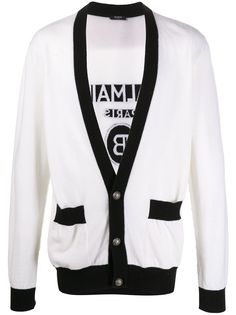 Balmain кардиган с V-образным вырезом и логотипом