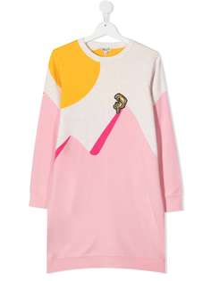 Kenzo Kids платье в стиле колор-блок с нашивкой Tiger