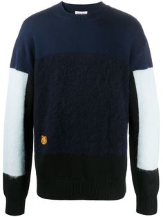 Kenzo джемпер в стиле колор-блок с нашивкой Tiger