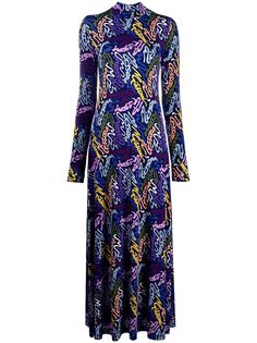 M Missoni платье макси с высоким воротником и логотипом