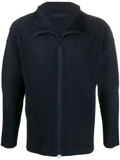 Homme Plissé Issey Miyake куртка в рубчик с воротником-воронкой