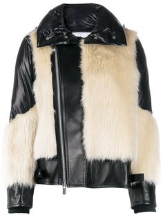 Sacai байкерская куртка с контрастной отделкой