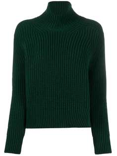 AMI FUNNEL NECK RIBBED SWEATER