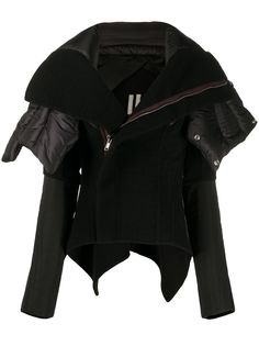 Rick Owens куртка с дутым воротником и смещенной застежкой