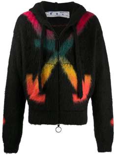 Off-White фактурное худи на молнии с логотипом Arrows