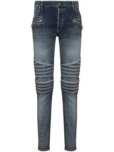 Balmain узкие джинсы с отделкой в рубчик